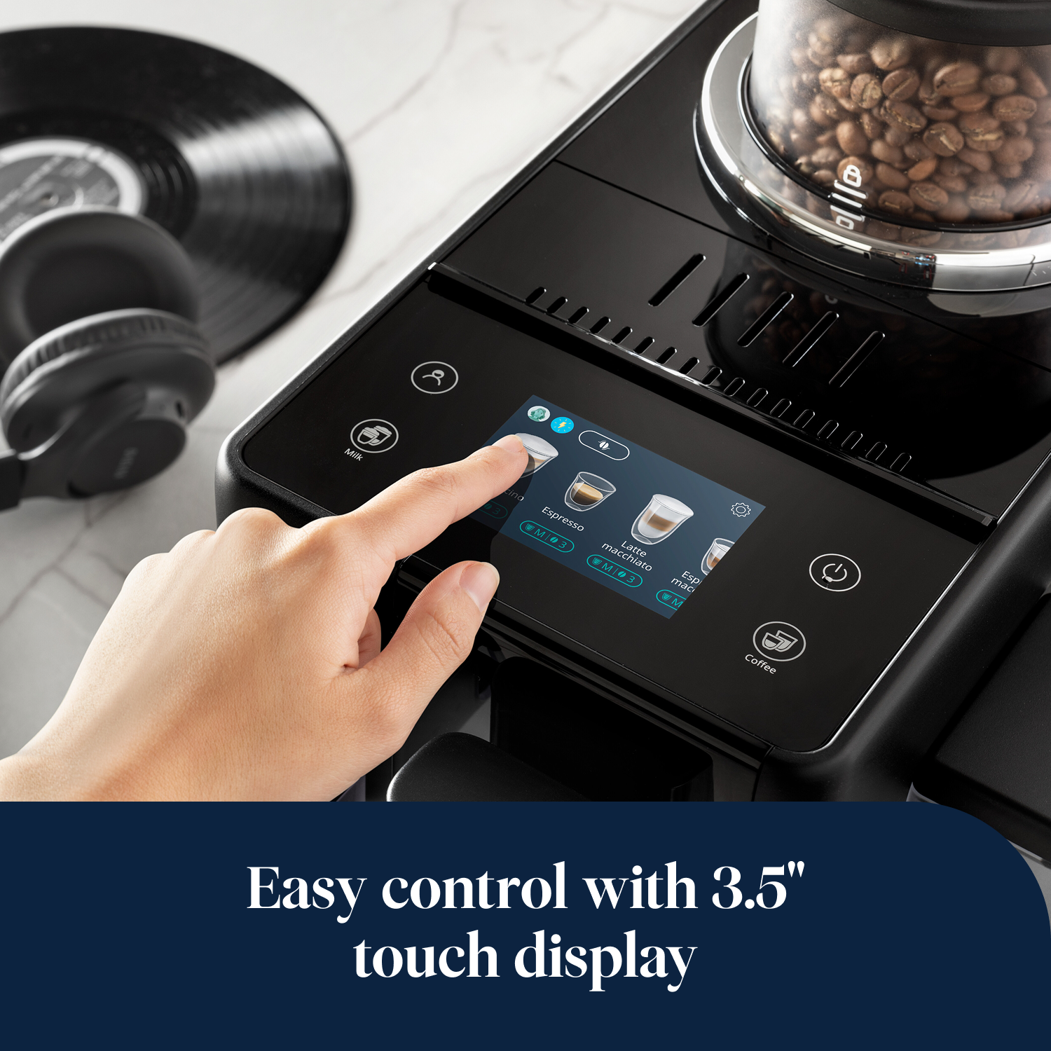 De’Longhi Rivelia Fully Automatic Combination Espresso Machine,Black - EXAM440.55.B