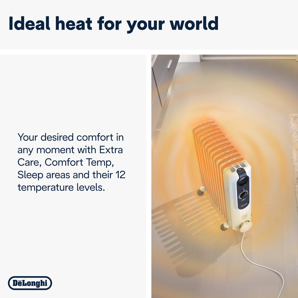De’Longhi Radiant Heater, 2500 Watt, 12 Fins, White - TRRSE1225