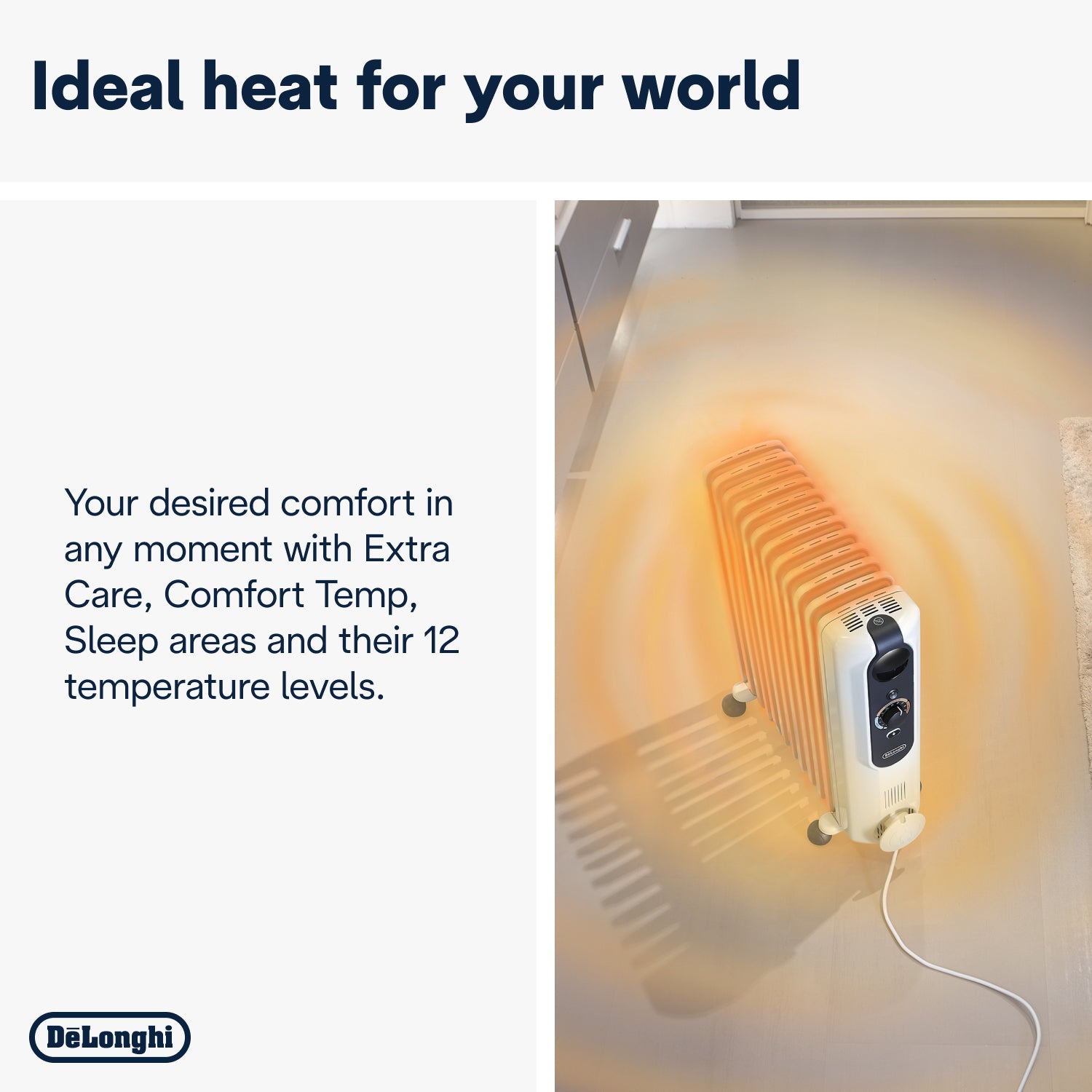 De’Longhi Radiant Heater, 2500 Watt, 12 Fins, White - TRRSE1225